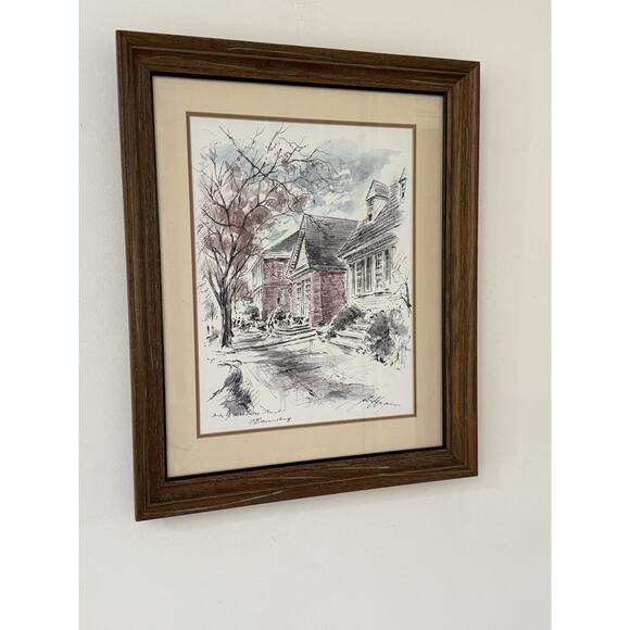 James Haymson Williamsburg Watercolor Print Govenor’s Palace Wood Frame Colonial - Picture 4 of 10